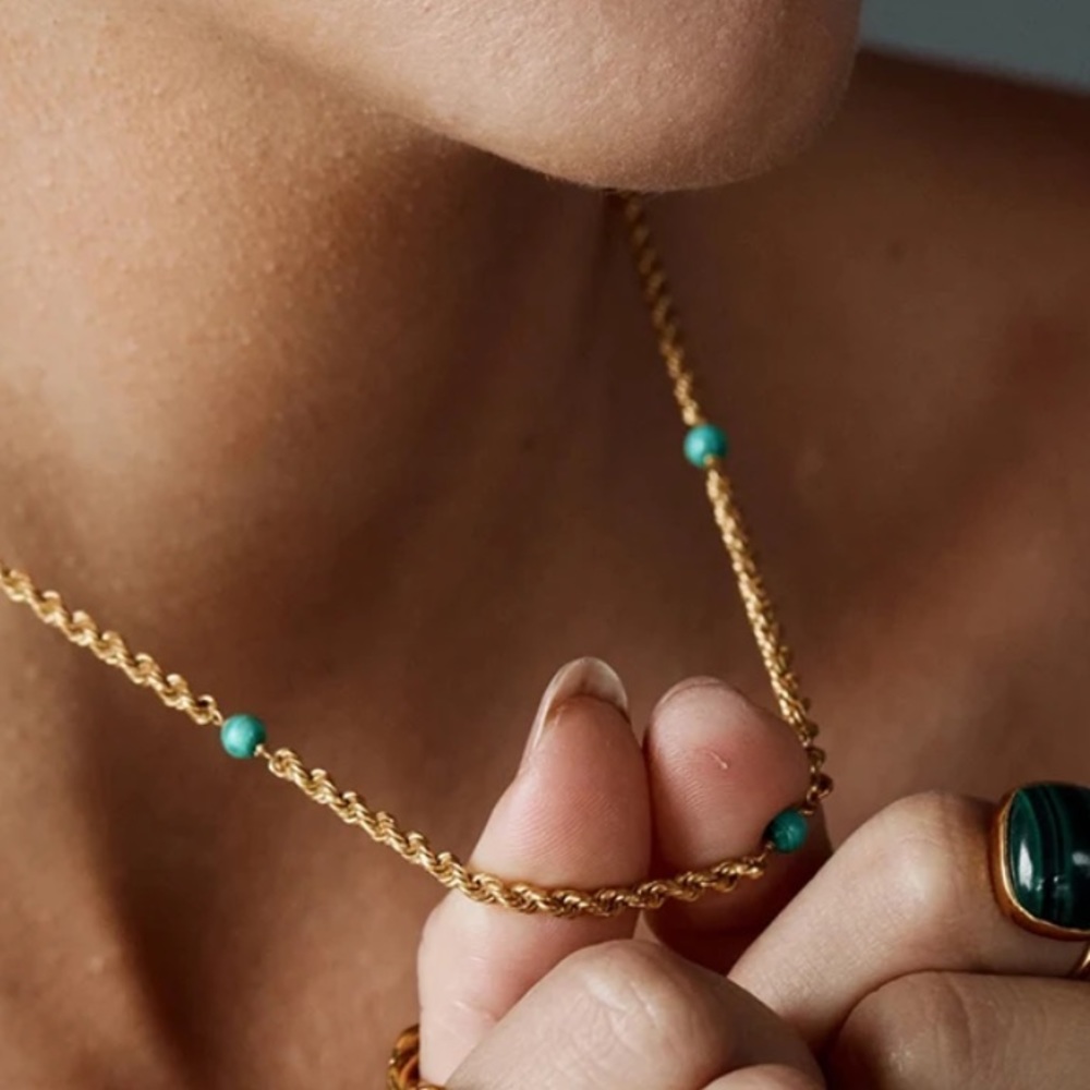 Malachite rope necklace - Picture 5 of 5